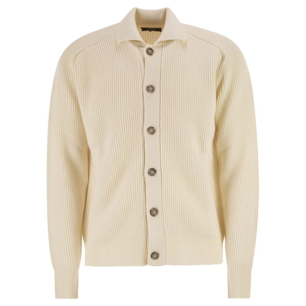 Peserico Men English Ribbed Wool Cardigan